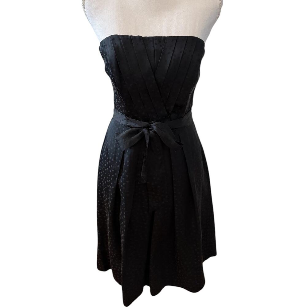 White House Black Market WHBM Strapless Silk Party Dress Black 2